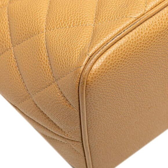 CHANEL Brown Caviar Leather Logo Tote Bag - Picture 7 of 13